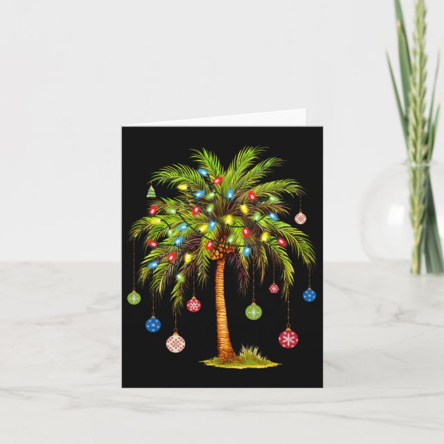 Carte Noël Palm Tree Lumière Hawaï Tropical Noël (Devant)