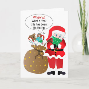 Carte Noël, Pandémie d'Humour, Père Noël Porte Un Masque