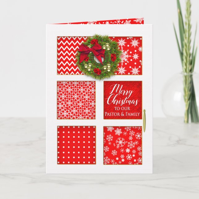 Carte Noël, Pasteur, Porte des Panneaux Rouges avec cour (Devant)