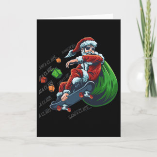 Carte Noël Patineur Skateboard Xmas Père Noël Ma