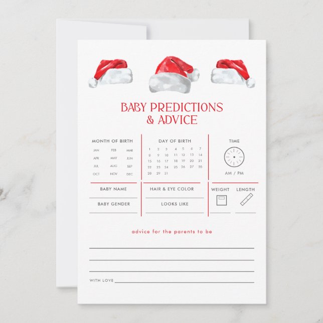 Carte Noël Père Noël Baby Predictions Jeu de conseil (Devant)