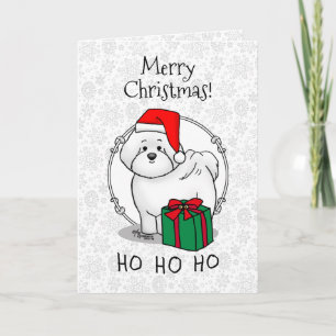 Carte Noël Père Noël Bichon Frise Chien mignonne