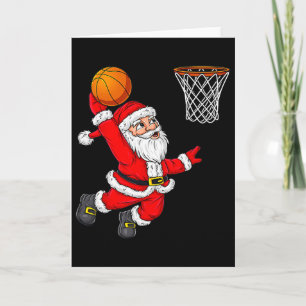 Carte Noël Père Noël plongeant un Bysketbyll amusant Xma