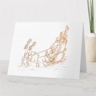 Carte Noël Père Noël volant - Reindeer