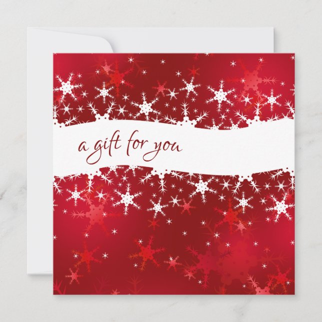 Carte Noël Red Winter Snowflakes Certificat cadeau (Devant)