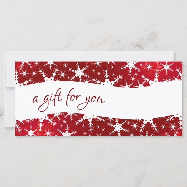 Carte Noël Red Winter Snowflakes Certificat cadeau (Devant)