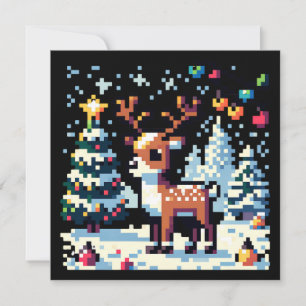 Carte Noël Reinder Winter Wonderland Pixel Art