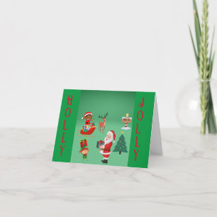 CARTE NOËL RÉVEILLE AVEC PÈRE NOËL ET ELVES