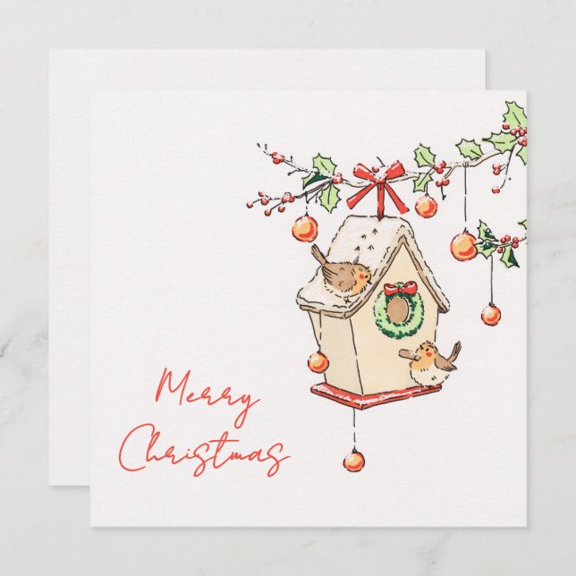 Carte Noël, Robin Chritsmas card (Devant / Derrière)