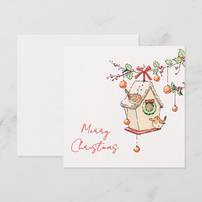 Carte Noël, Robin Chritsmas card Karte (Vorne/Hinten)
