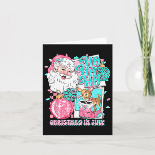 Carte Noël Rose En Juillet Retro Père Noël Disco Snowman