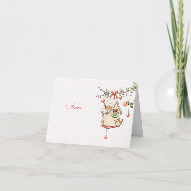 Carte Noël rouge gorge décoration de table (Devant)