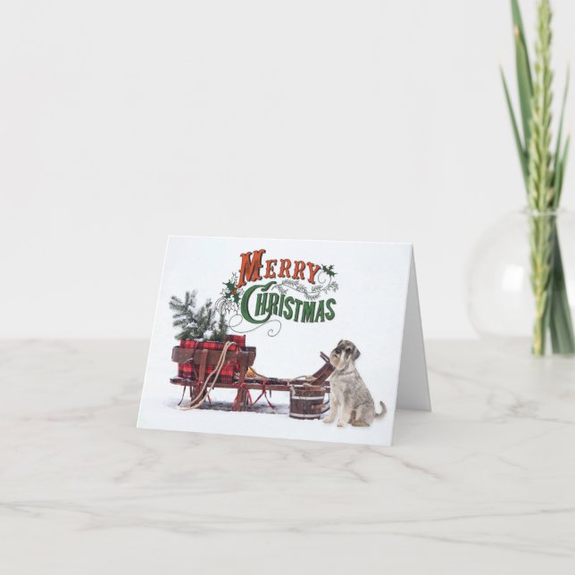 Carte Noël Rustique Schnauzer (Devant)