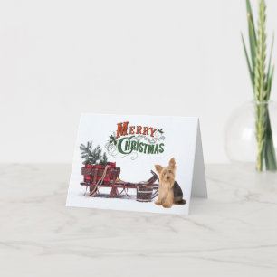 Carte Noël rustique Yorkie
