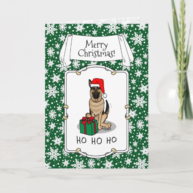 Carte Noël Santa Hat Allemand Berger Chien mignonne (Devant)
