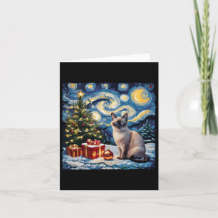 Carte Noël Siamese Chat Art Van Gogh Le Starry Nigh