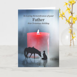 Carte Noël Souvenir du père avec le Cheval de Cowboy