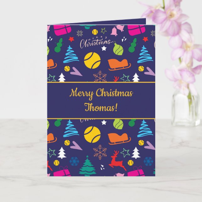 Carte 🎄 Noël 🎾 tennis marine bleu Noël (Orchidée)