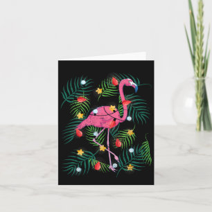 Carte Noël tropical de Noël drôle Flamant rose rose Hawa