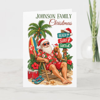 Carte Noël Tropical Plage Père Noël Rétro Tropical