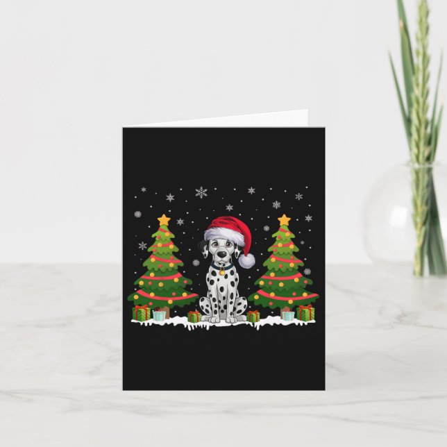 Carte Noël Un arbre éclaire le Chien Dalmatien Noël (Devant)