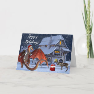 Carte Noël Vacances Père Noël Dragon