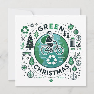 Carte Noël vert - Père Noël et design de recyclage