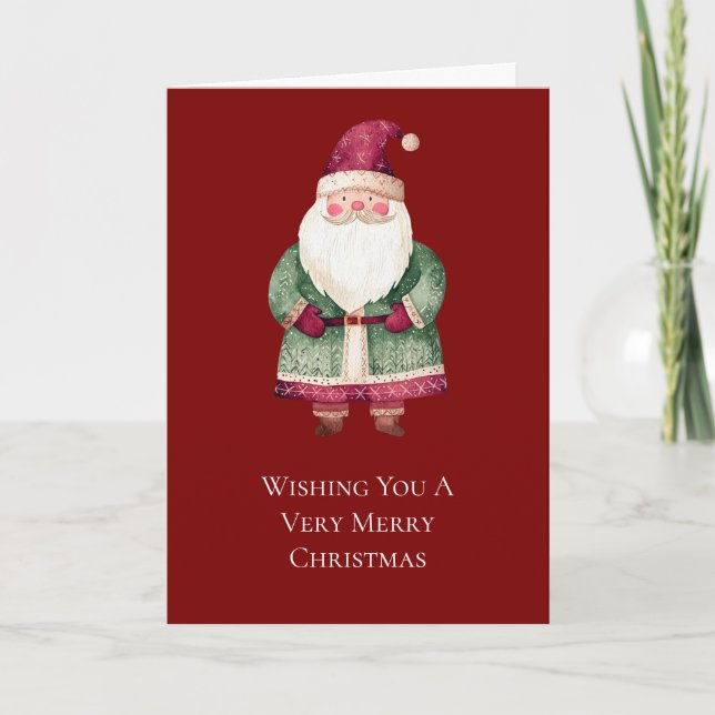 Carte Noël Vert Rouge Père Noël (Devant)