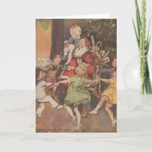 Carte Noël vintage 1923 Père Noël & Enfants