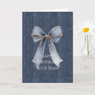 Carte Nœud en faux denim bleu