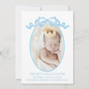 Carte Nœud ruban bleu aquarelle Gingham bébé garçon