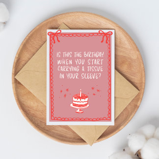 Carte Nœuds esquisse rose et rouge & gâteau drôle Adulte