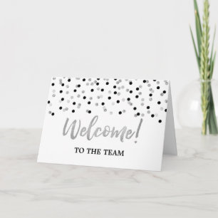 Carte Noir Argent Confetti Employé Bienvenue dans l'équi