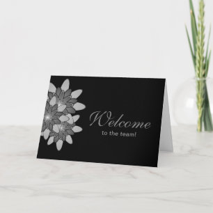 Carte Noir avec Gris Floral Lotus Bienvenue