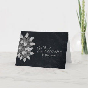 Carte Noir avec Gris Floral Lotus Bienvenue