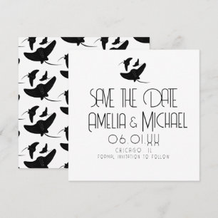 Carte Noir blanc moderne Stingray Enregistrer la date
