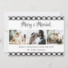 Carte Noir Blanc Plaid Joyeux et Marié