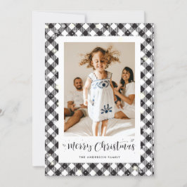 Carte Noir Blanc Plaid Photo Joyeux Noël
