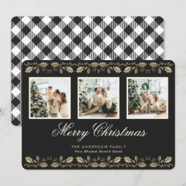 Carte Noir Blanc Plaid Photo Joyeux Noël