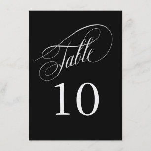 Carte Noir et Argent Élégant Calligraphie Numéros de tab