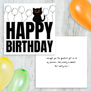 Carte Noir et blanc amusant Anniversaire Noir Chat