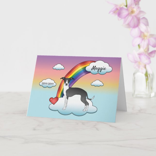 Carte Noir Et Blanc Italien Greyhound Rainbow Memorial (Orchidée)