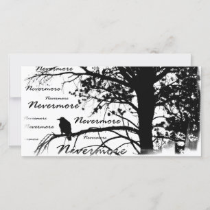 Carte Noir et blanc Nevermore Silhouette Raven