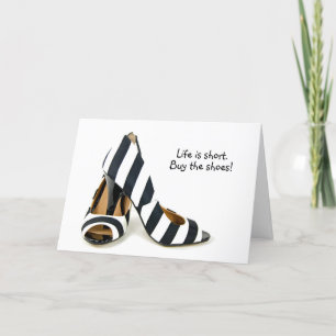 Carte noir et blanc rayé talons hauts anniversaire