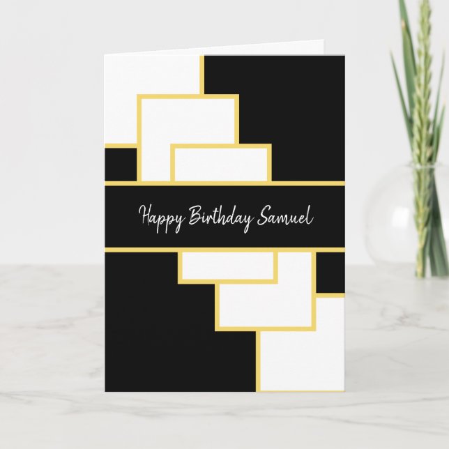 Carte Noir et or Classy Moderne Abstrait Anniversaire (Devant)