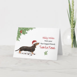 Carte Noir et Tan Dachshund Noël du chien