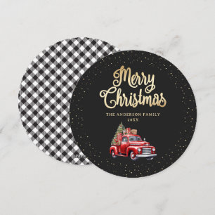 Carte Noir Gold Plaid Red Truck Joyeux Noël
