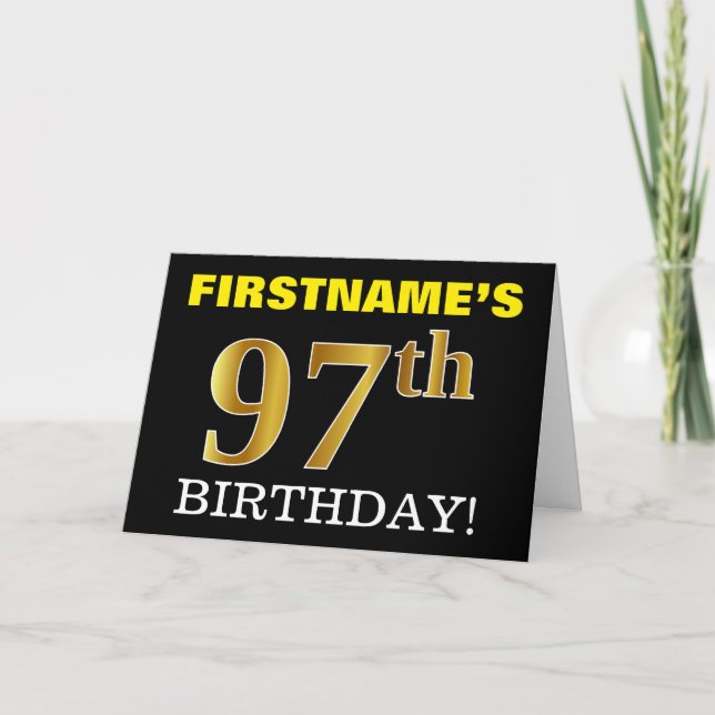 Carte Noir, Imitation Or "CARTE D'ANNIVERSAIRE 97 ANS" (Devant)