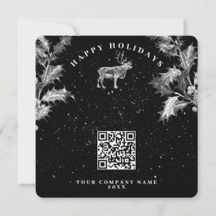 Carte Noir rustique Vacances Entreprise QR Code Noël