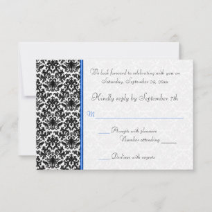 Carte noire, blanche, bleue de la damassé RSVP